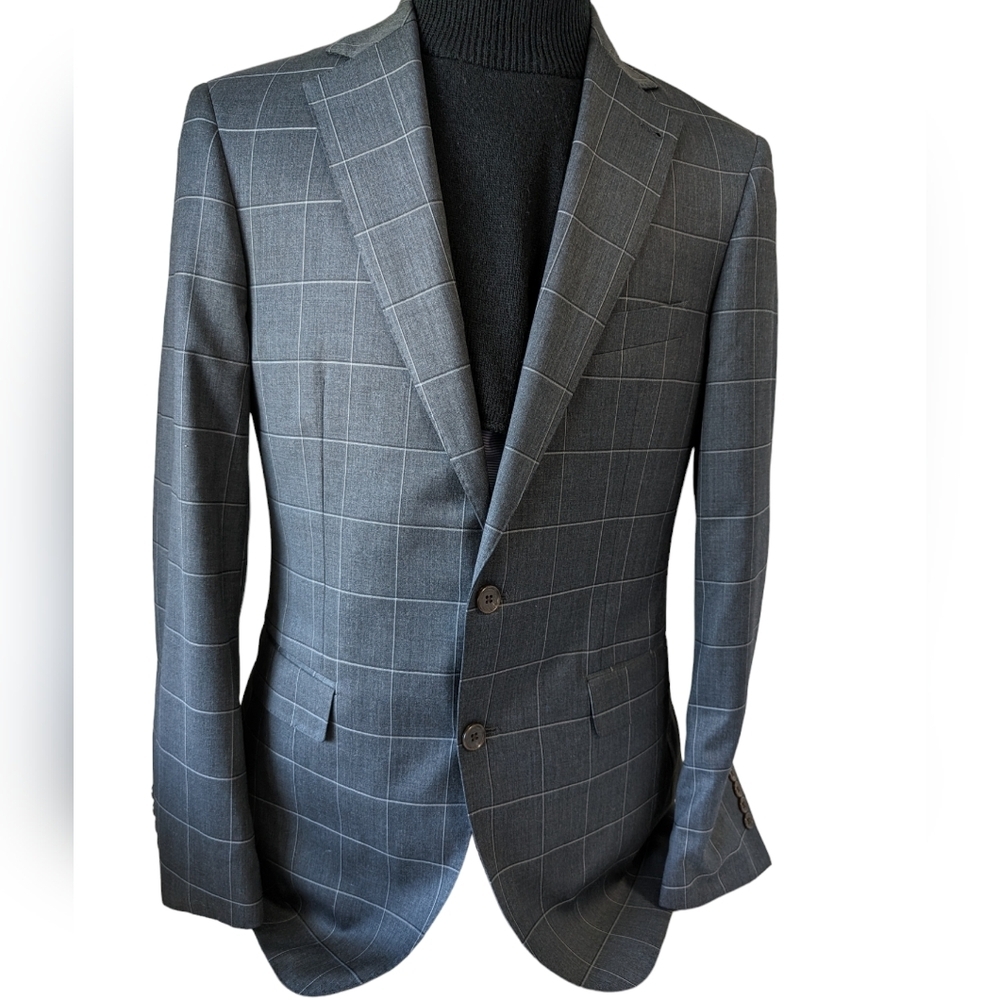 New . Alton Lane Gray Windowpane Tailor Fit Blazer... Size 40L